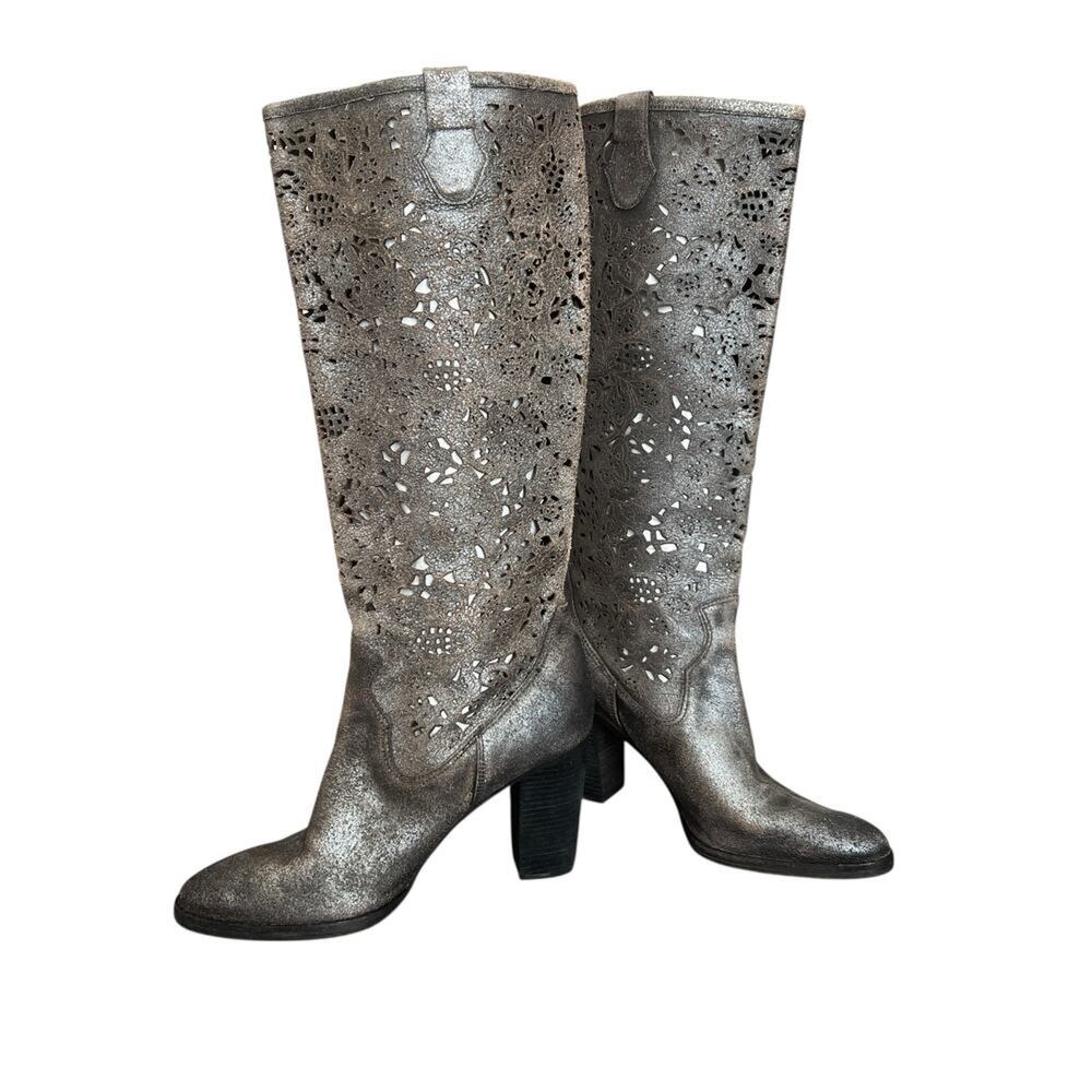 Donald J. Pliner Tall Leather Western Heeled Boots Size 10